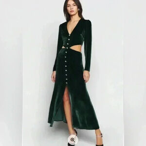 Reformation Velvet Maxi Dress 8 M Brisa Cut Out Midi Thigh Slit Silk Blend $428